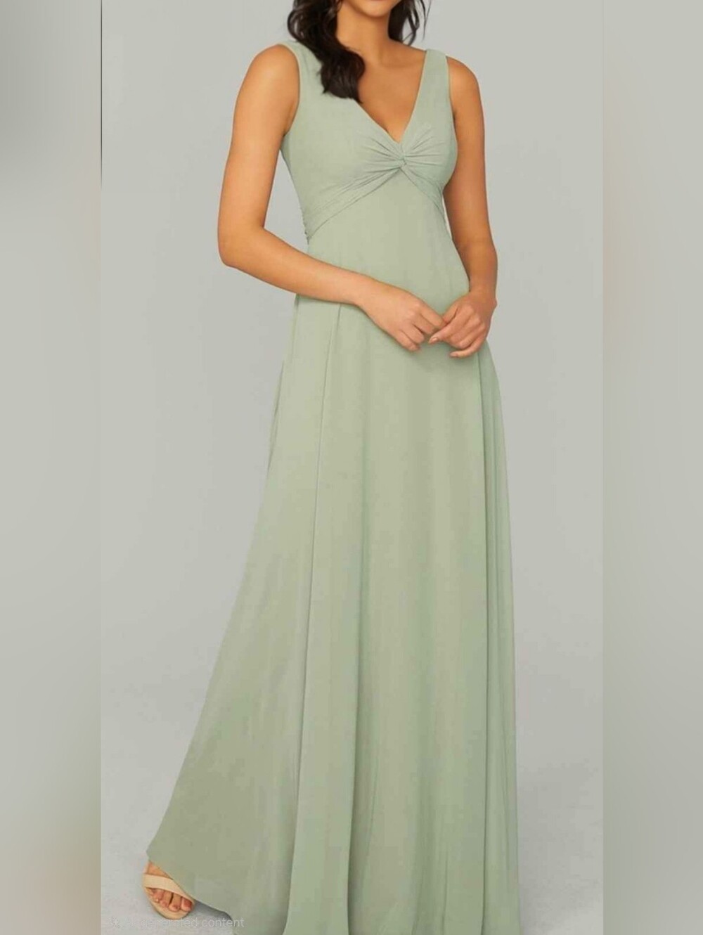 Mori Lee Twist-Front Maxi Dress in Sage